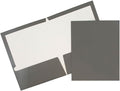 JAM PAPER Laminated Two Pocket Glossy School Folders - Letter Size - High Gloss Grey - Bulk 50/Box