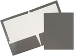 JAM PAPER Laminated Two Pocket Glossy School Folders - Letter Size - High Gloss Grey - Bulk 50/Box
