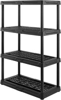 CENTREX CX 4-Tier (53”H x 36”W x 18”D) Plastic Storage Shelving Unit (Black), Heavy Duty, 150lbs Per Shelf Capacity, for Space-Saving Garage, Closet & Laundry Storage with Easy Assembly