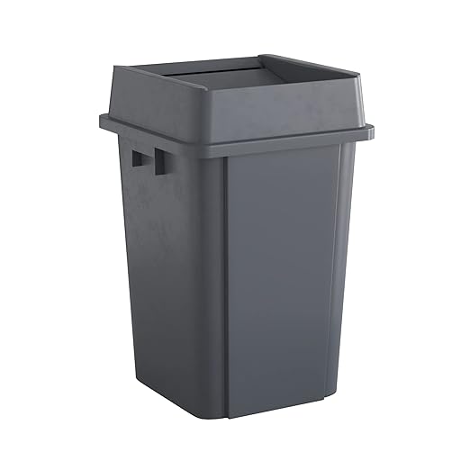 Krollen Industrial 19 Gallon Grey Square Commercial Trash Can with Lid