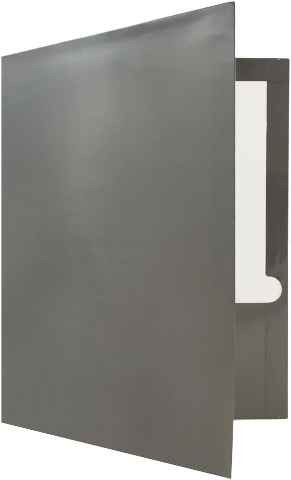 JAM PAPER Laminated Two Pocket Glossy School Folders - Letter Size - High Gloss Grey - Bulk 50/Box