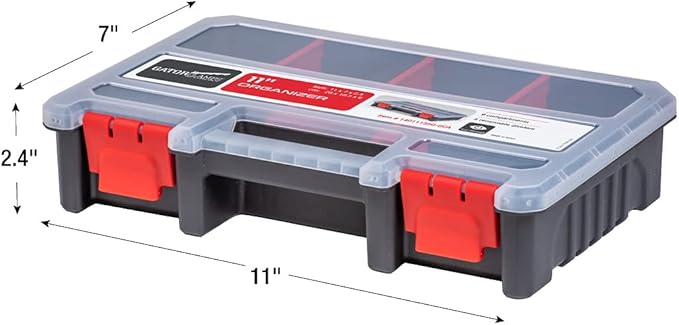 Compact Parts Organizer Box – Small Hardware Storage Case with 9 Compartments & 5 Dividers – Durable Nylon Screw, Bolt, Craft Organizer for Toolbox, Drawer, or Garage Use