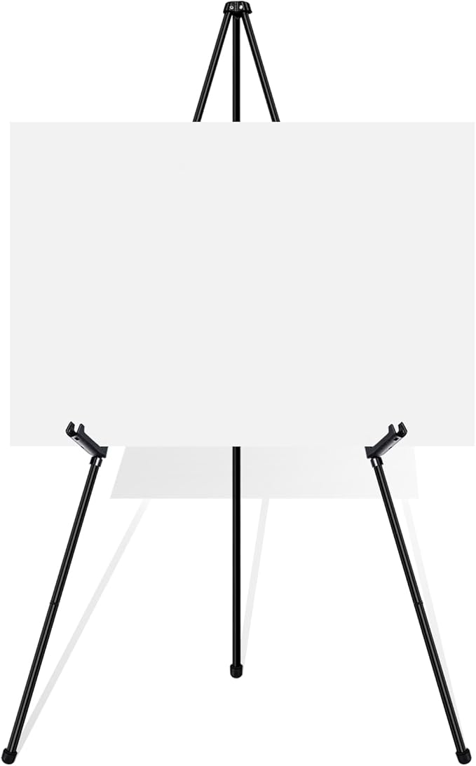 VAIIGO Black Easel Stand for Wedding Signs, Posters & Paintings - 63" Adjustable Portable Display Easel for Welcome Signs, Art Canvas, Pictures - Folding Tripod Stand with Carry Bag (1 Pack)