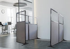 Versare Workstation Partition | Portable Wall Divider | Modern Office Cubicle | Free Standing Privacy Screen | Flexible Work Space | 99" x 70" W/Window, Papaya Fabric Panels