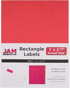 JAM PAPER Return Address Labels - Standard Mailing - 1 x 2 5/8 - Red - 120 Shipping Labels/Pack
