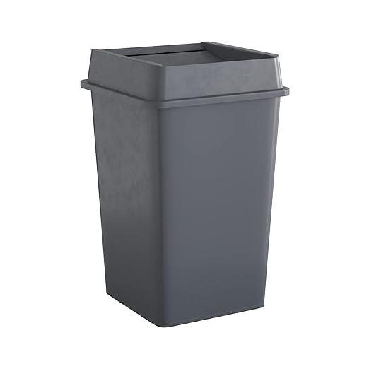 Krollen Industrial 35 Gallon Grey Square Commercial Trash Can with Lid