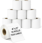 4" x 2" Direct Thermal Labels Roll, 10 Rolls (7,500 Labels),Compatible with Zebra,Rollo, MUNBYN,POLONO & IDPRT Label Printer, Strong Adhesive Perforated Label Rolls for Packages,Barcodes & Office Use