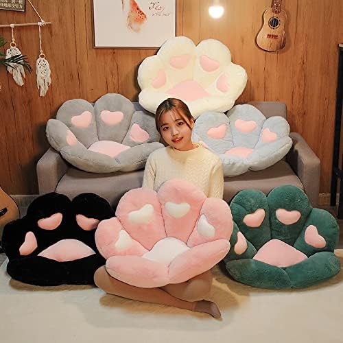 Ditucu Cat Paw Cushion Kawaii Chair Cushions 27.5 x 23.6 inch Cute Stuff Heart-Shaped Seat Pad Comfy Lazy Sofa Office Floor Pillow for Gaming Chairs Room Decor Black