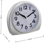 Tinload 5.5" Large Analog Alarm Clock Silent Non Ticking, Gentle Wake, Beep Sounds, Increasing Volume, Battery Operated Snooze and Manual Light, Easy Set,Silver(Best for Elder)