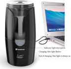 tenwin Chargeable Electric Pencil Sharpener, Heavy Duty Adjustable Art Sharpeners, Powered Auto-Stop Pencil Sharpener for Teacher Use, School, Home, Classroom Product Supplies 8028 (Black)