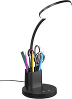 Vicsoon Desk Lamp, LED Desk Lamp for Home Office, Touch Table Lamp with 3 Color Modes 360° Adjustable Arm, Dimmable Desk Light with Pen Phone Holder, Black