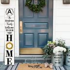 SRongmao Welcome To Our Home Porch Sign Personalized Welcome Sign for Front Door Custom Family Name Signs Standing Vertical Rustic Farmhouse Sunflower Wreaths Decor for Front Door Wall Decor