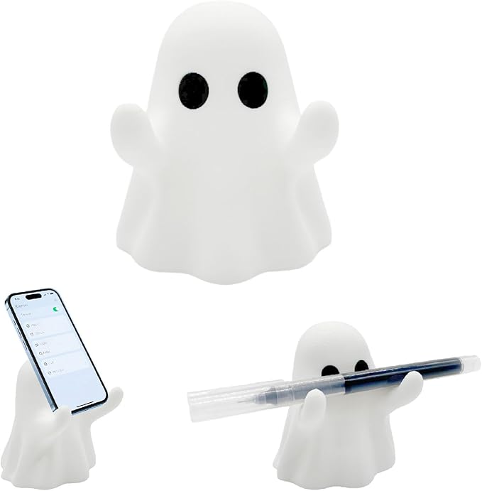YGPM Ghostly Shape Pen Holder & Phone Stand Desktop Organiser For Home Office Halloween Tabletop Decor Elegant Writing Tool Display