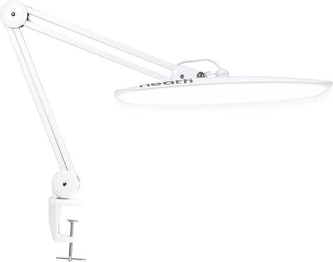Neatfi XL 2,200 Lumens LED Desk Lamp with Clamp, 24W Bright Architect Task Lamp, 20 Inches Dimmable Computer Light, Adjustable Desk Light for Home, Office, Crafts, Nails & Hobbies (Non-CCT, White)