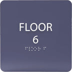 ADA CENTRAL SIGNS - 6" X6" Floor 6 Sign - ADA Compliant Tactile Graphics Grade 2 Braille Text Acrylic Wall Signs - Directional Assistance, Floor Number Safety Sign for Office, school Hospital, Apartment