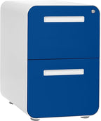 Laura Davidson Furniture Stockpile 2 Drawer Mobile File Cabinet with Lock - Under Desk Metal Filing Cabinet, Legal/Letter File Folders, Wheels and Stationary Feet, Pre-Assembled, Blue Faceplate