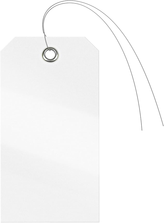 Uniclife 120 Pcs White Plastic Tags for Labeling 4.7"x 2.36" Plastic Shipping Tag with Wire Writable Waterproof Tag Price Tags with Reinforced Eyelet Blank Hang Label for Luggage