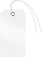 Uniclife 120 Pcs White Plastic Tags for Labeling 4.7"x 2.36" Plastic Shipping Tag with Wire Writable Waterproof Tag Price Tags with Reinforced Eyelet Blank Hang Label for Luggage