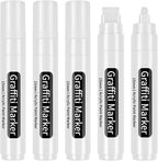 BIGTHUMB White Poster Markers Jumbo Paint Pen: 5 pcs 15mm Wide Tip Thick Acrylic Paint Pen Large Graffiti Markers for Rock Painting, Stone, Sign, Canvas, Glass, Wood, Ceramic