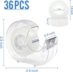 JEFURE 36 Pcs Transparent Tape with Dispenser, 0.7 in x 1000 in Clear Tapes and Refillable Dispensers, Office Tape Rolls with Dispenser Bulk for Craft Jobs, Gift Wrapping, Repairing, Home and School