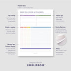 Task Planner & Tracker 8.5 x 11 Tear-Off 70 Sheet Planner Pad – Project Organizer with Time Log, Top Priority, Follow-Up – Notepad for Home & Office (White, Colorful, 1 Pack)
