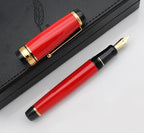 xixixiaozhu Metal Big Fountain Pen Set Medium Nib 0.7mm, Includes Ink Refill Converter, 5 Ink Cartridges & Gift Box (Medium Nib 0.7mm, Red)