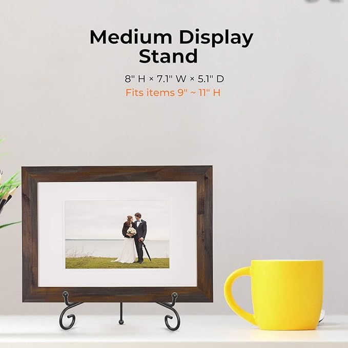 TR-LIFE Plate Stands for Display - 8 Inch Plate Holder Display Stand + Metal Easel Stand for Picture Frame, Decorative Plates, Book, Photo, Collectibles (2 Pack)