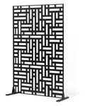 VEVOR Metal Privacy Screen, 47" W x 76" H, Outdoor Privacy Screens 3-Panel, Freestanding Outdoor Divider with Stand, Decorative Garden Steel Privacy Fence for Balcony Patio Indoor Room Hot Tub Black