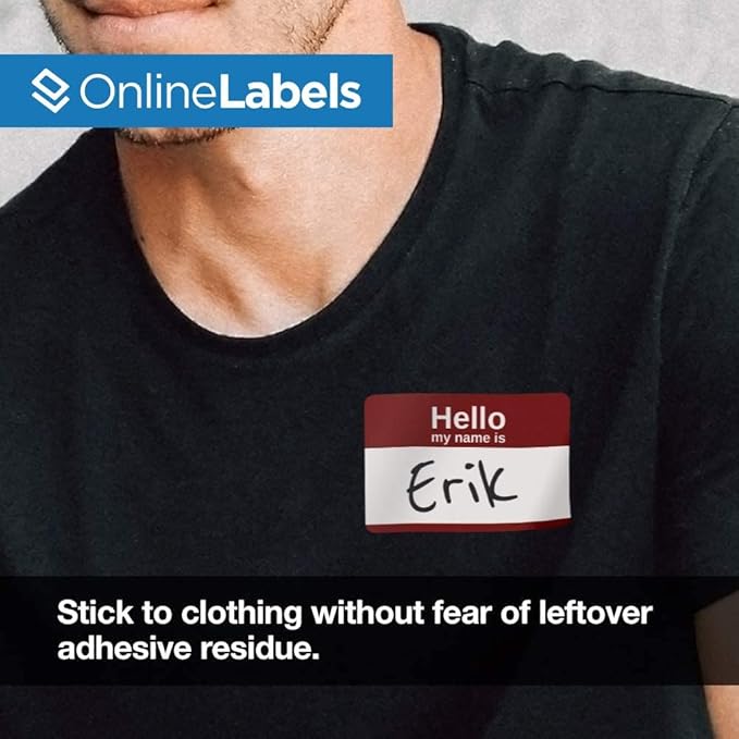 OnlineLabels 2-1/3" x 3-3/8" Printable Name Tags – Permanent Adhesive, White Matte – for Conference, Event, & Visitor Name Badges – for Inkjet & Laser Printers –Pack of 800 Labels, 100 Sheets OL5030WX