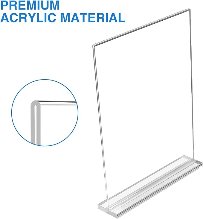 Daofary Acrylic Sign Holder 4 x 6 Inches 4 Pack, Double-Sided Stand up Table Top Paper Holder, Store Sign Holders, Plastic Sign Display for Restaurants, Hotels, Office