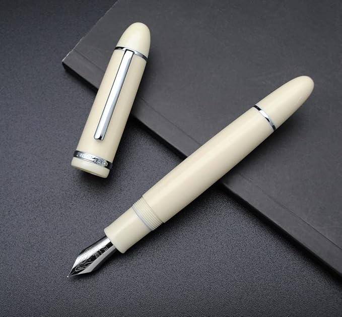 JINHAO X159 Fountain Pen (EF Nib 0.38mm, Ivory White with Silvery Clip)