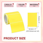 PATIKIL 2 x 3 Inch Rectangle Inventory Color Coding Labels 2 Roll, Square Self-Adhesive Inventory Label Stickers for Office Home Organization Name Tags, 250 Per Roll, Yellow