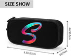 Pazacon Cute Initial Pencil Case for Kids Students, Large Capacity Pencil Pouch for Boys Girls, Letter Design Pencil Box Pen Bag Office Stationery Organizer, Rainbow Letter S