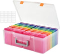 Photo Storage Box 5 x 7 Inches, 18 Inner Extra Large Photo Boxes with Dividers, Colorful Acid-Free Photo Storage Containers with Handle, Photo Organizer Craft Keeper for Photo, Craft, Stamp etc