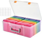 Photo Storage Box 5 x 7 Inches, 18 Inner Extra Large Photo Boxes with Dividers, Colorful Acid-Free Photo Storage Containers with Handle, Photo Organizer Craft Keeper for Photo, Craft, Stamp etc