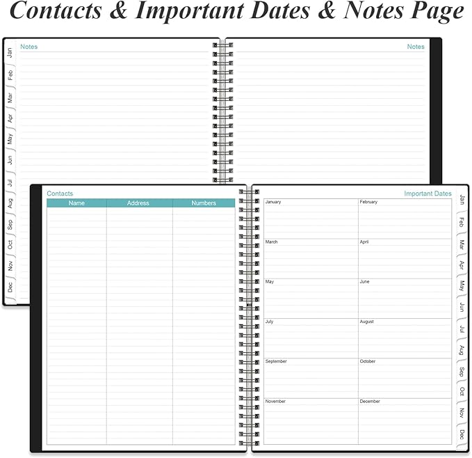Daily Planner 2026 Full Page Per Day- 2026 Daily & Monthly Planner from January 2026 to December 2026, Day Planner 2026 with 12 Months Tabs, 8.5" x 11", Black