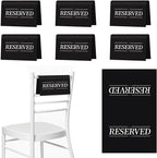 6 Pcs Reserved Seating Signs Reserved Chair Sign Printed Placeholder for Church Pew, Wedding, Party Events (Black and White, 6 Pcs)