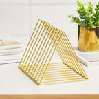 Sooyee 9 Slot Gold Magazine Holder,Desktop File Sorter Organizer Triangle Bookshelf Decor Home Office