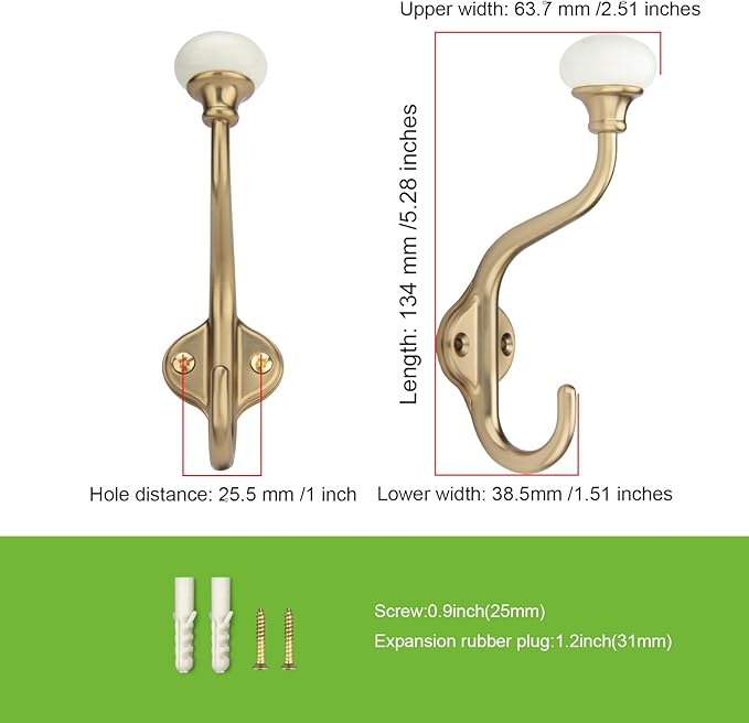 TUNNY Coat Hooks - 3 Pack Champagne Bronze Towel Hooks Robe Hooks Decorative Wall Hooks for Bathroom Bedroom Kitchen Towel Robe Clothes Cabinet Closet Bathroom Hardware