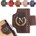 Personalized Mark Bookmark with Pen Holder, Leather Magnetic Book Marker 26 Letters,Custom Initials Page Marks, Gifts for Book Lovers Readers Men Women (Coffee, N)