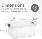 Superio Storage Bins with Lids- 2 Pack, 6.6 Qt Clear Boxes for Organizing, Stackable Plastic Containers- BPA Free, Non-Toxic, Odor Free, Organizer for Home, Office, Dorm