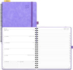 POPRUN Planner 2025-2026 Weekly Planner Notebook (Large 8.5''x 10.5'') Academic Calendar (JUL.25 - JUN.26) Appointment Book with Monthly Tabs, Spiral Soft Cover, Inner Pocket, 100 GSM - Lilac