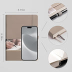 EMSHOI Dotted Notebook - 256 Pages A5 Dot Grid Journal Bullet Notebook with 120gsm Thick Dotted Paper,16 Perforated Pages, Hardcover Leather, Pen Holder, Inner Pocket, 5.75'' × 8.38''-Khaki