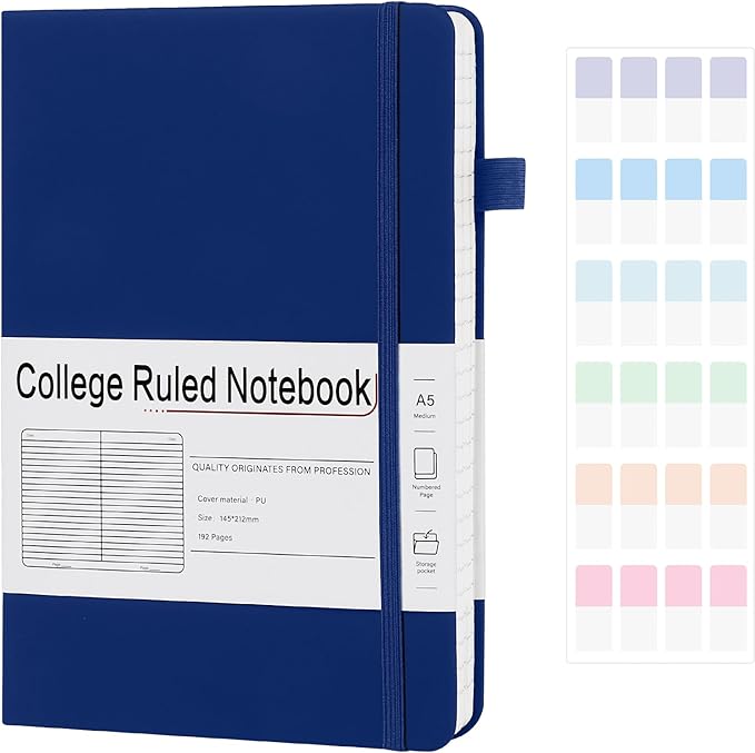 CronElysia A5 Lined Journal Notebooks for Work, 192 Pages, Medium 5.7 x 8.3inch, College Ruled, Vegan Leather Hardcover Journals for Women Men,1 Pack