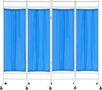Medical Privacy Screens, Waterproof Nylon Fabric, 78.7 * 70.9 in Foldable Rolling Medical Privacy Screen with Silent Wheels, Suit for Hospitals, Clinics, and Nursing Homes (Blue, 4 Panels)