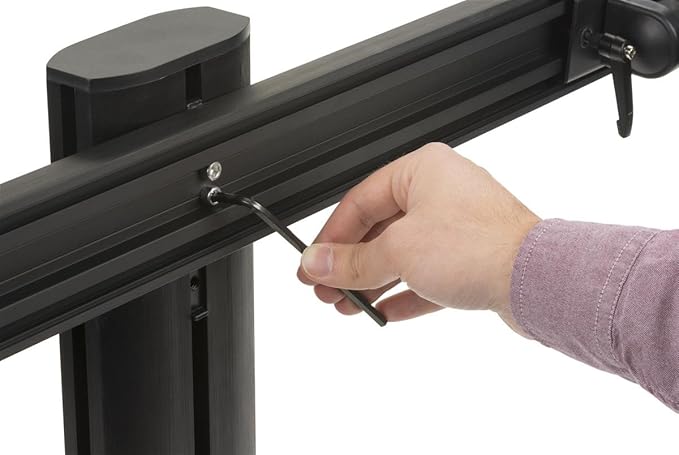 Displays2go Desk Stand for Two Monitors, Holds 2 TVs, Metal, Aluminum, Plastic, MDF – Black (TBLMMD32)