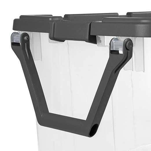Sterilite 8-Pack Modular Stacker Box, Durable Clear Plastic Storage Bins with Latching Lids, 40 Quart - Stackable Organizing Container Boxes for Closet, Bathroom, and Office