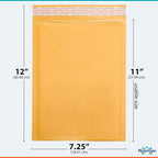 Kraft Bubble Mailers 7.25x12 inch #1 | Self Seal Padded Envelopes | Cushioned Bubble Mailer | Usable Size 7.25x11 | Lightweight mailing Shipping Bags | 100 Pack Bulk | Made in USA