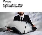 Uquelic 26 Pockets Expanding File Folder Organizer - Upgraded Durable Buckle, Accordion Folder Base with Ergonomic Portable Handle/Large A4 Letter Size Document Organizer, Folders with Pockets