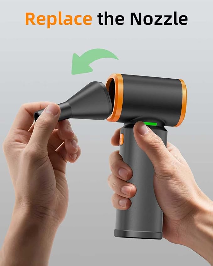 [Upgraded] Compressed Air Duster, 180000RPM High-Velocity Electric Air Duster with Stepless Speed Control, Rechargeable Portable Cordless Air Blower for Home, Car, Computer, and Keyboard Cleaning